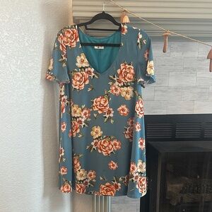 Show me your mumu Kylie Dress | size largeFloral V-Neck Dress in Blue and Orange
